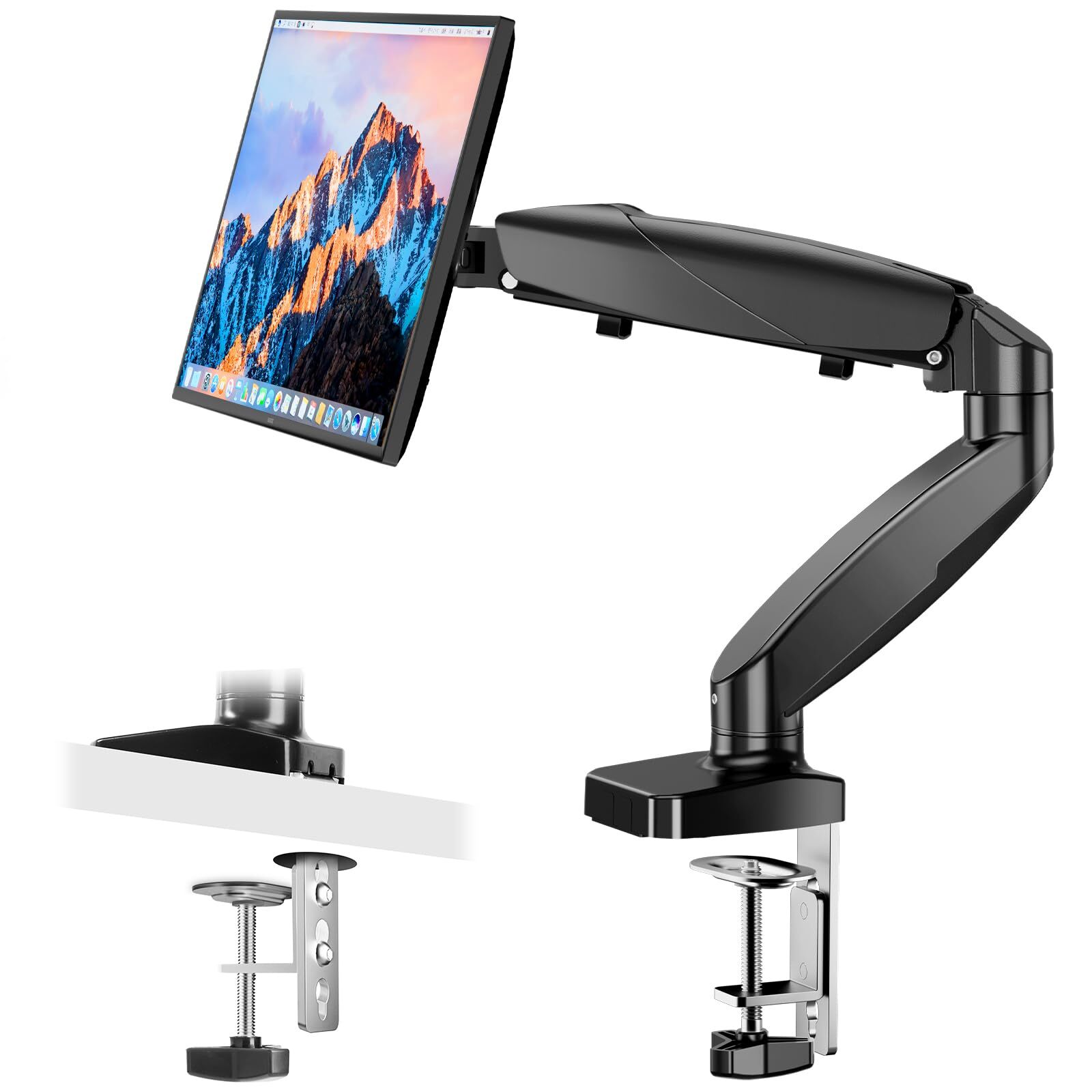 Monitor Mount Gas Spring Arm Desk Fully Adjustable Fits 15-27 inch Monitors