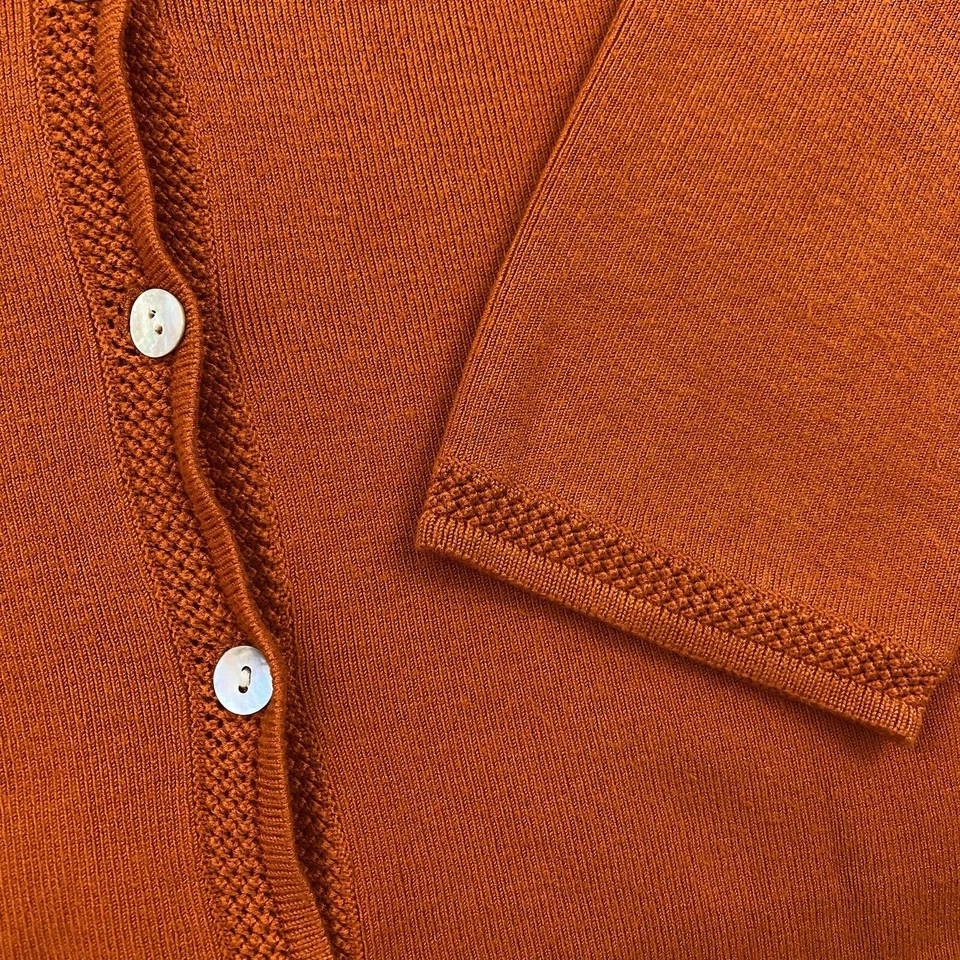 Свитера США оранжевый большой женский кардиган свитер с v-образным вырезом - Изображение 4 из 4