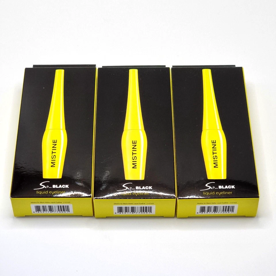 Delineador de Ojos Mistine Delineador Negro Líquido Impermeable Maquillaje Mate Larga Duración 4.5g x3 Foto 2 de 4