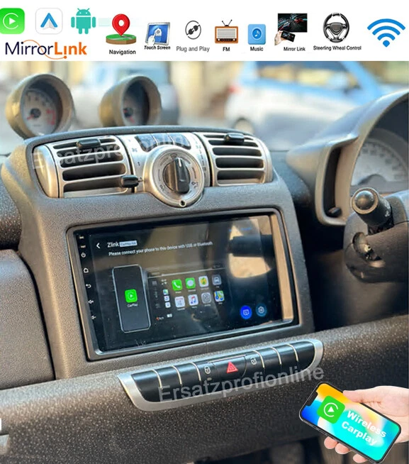 Für 2005-2010 Smart Fortwo 451 Autoradio GPS Navi FM Android 13 Apple CarPlay BT - Bild 4 von 4