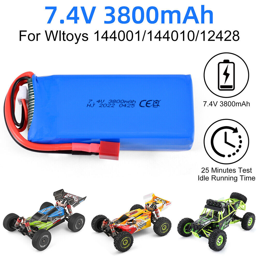 7,4 V 3800 mAh Lithium Batterie Kompatibel mit Wltoys Car RC Auto Akku 