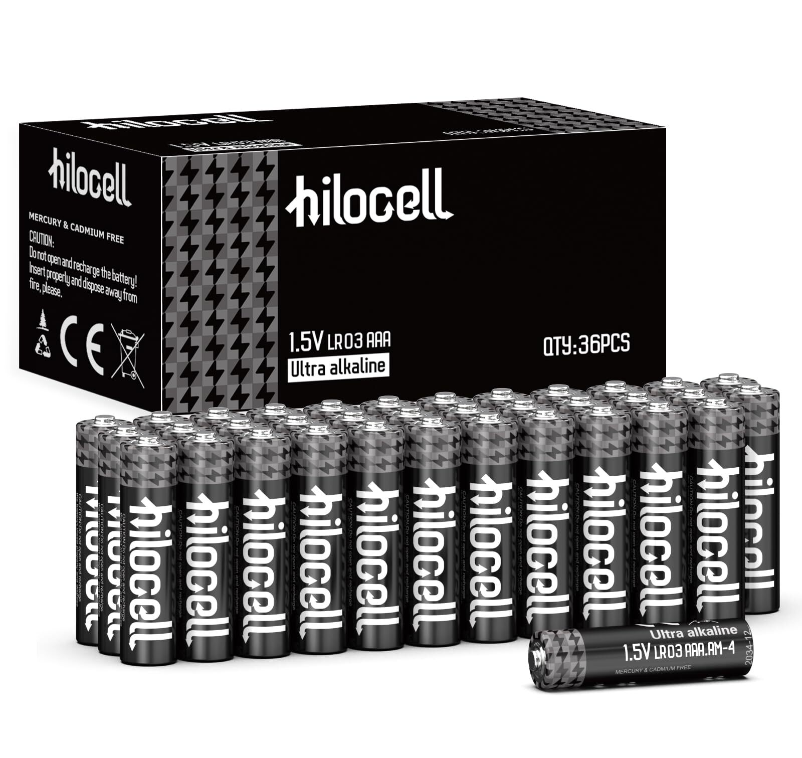hilocell AAA Batteries 36 Pack Triple A Alkaline Battery Heavy Duty Max Power...-image