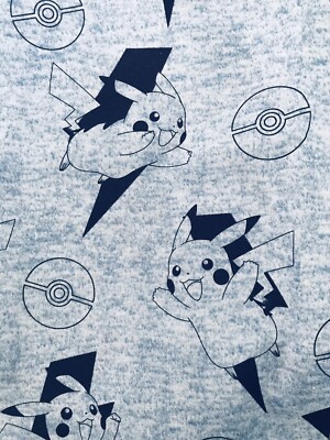 Pokemon Pikachu Cotton Fabric New Design!! 20 x44  Great Blue Colors!
