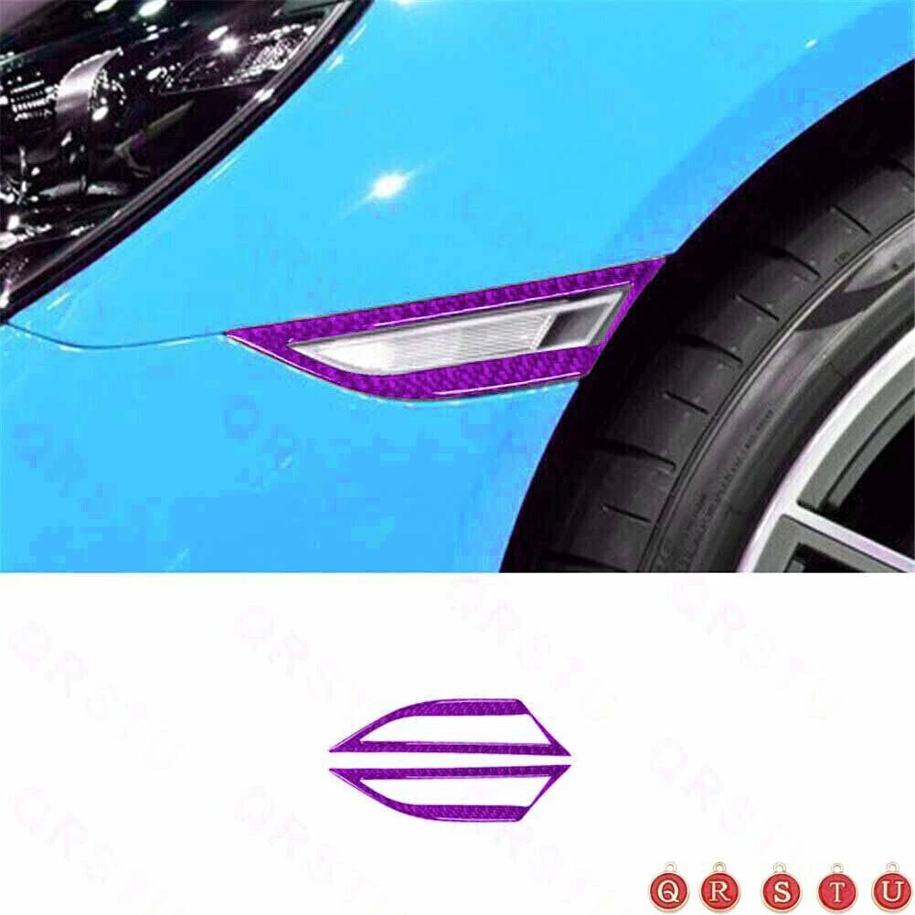 2X For Porsche 718 2016-2022 Purple Carbon Fiber Turn Turn Signal Light Trim