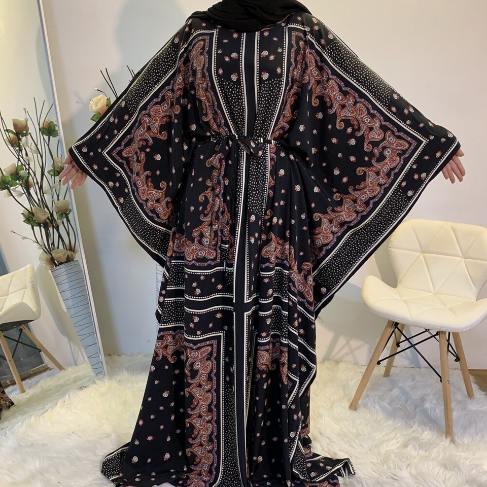 Floral Fashion Women Kaftan Batwing Sleeve Oversize Long Maxi Dress ...