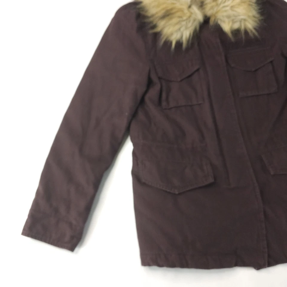 Chaqueta de lona HM Parka para mujer 0 púrpura acolchada forrada abrigo para clima frío cremallera completa Foto 4 de 4