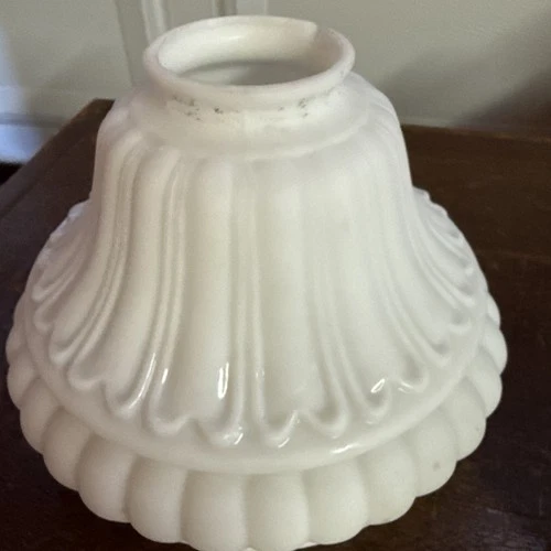 3 Vintage WHITE Milk Glass Flared  Lamp Shade Globe