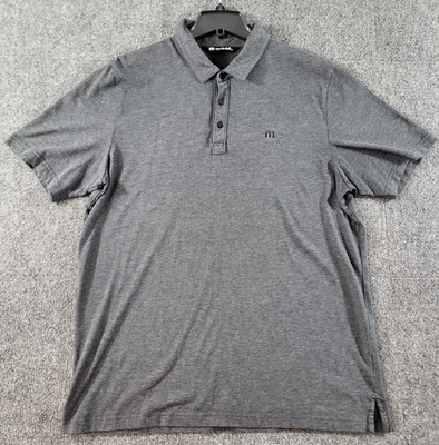 Travis Mathew Performance Stretch Golf Polo Shirt Mens XL Charcoal Heather