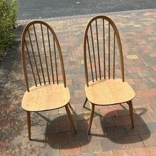 Ercol Set of 2 Wooden Dining Chairs Spindle Backs Brown 50x40x100cm