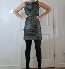 8 silver dress christmas party event metallic  size uk 8 sleeveless evening 