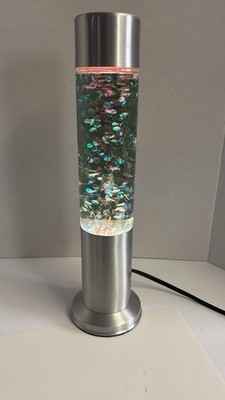 Vintage Silver Cylinder Glitter Lamp Rare Dated Aug 2000 KL-239