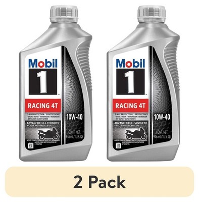 Mobil 1 Racing 4T SAE 10W-40 Advanced Full Synthetic Motorcycle Engine Oil 2PACK