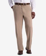 Haggar Premium Comfort Classic-Fit Stretch Dress Pants Men's 34x32 Medium Khaki