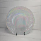 Vintage Federal Glass MOONGLOW  9 1/2" Dinner Plate Iridescent White Heat Proof