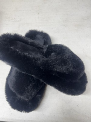 Women s Fluffy Faux Fur Slippers, Open Toe House Slides, Comfy Fuzzy Indoor