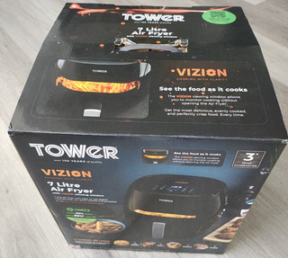 Tower Vizion 7L Air Fryer Black (T17071). Boxed with instructions