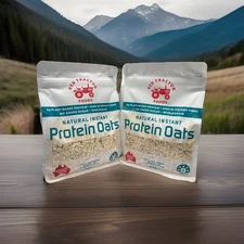 Lot Of 2 RED TRACTOR Natural Instant Protein Oats - Almond & Flax 400g Exp: 6/26