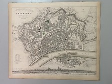 1837 Frankfort Germany SDUK Amazing Colored Map steel plate engraved 13"x16"