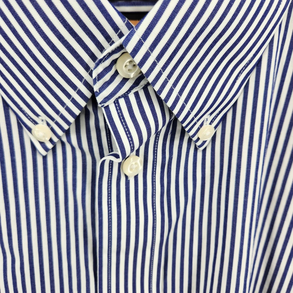 Camisa de vestir Kenneth Roberts platino para hombre 18 34/35 azul blanco algodón a rayas Foto 2 de 4