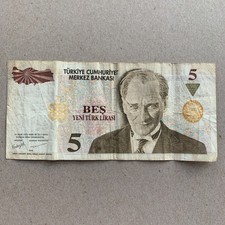 Türkiye, 5 New Lira Banknote 2005 Turkish Lira Currency Ataturk Note