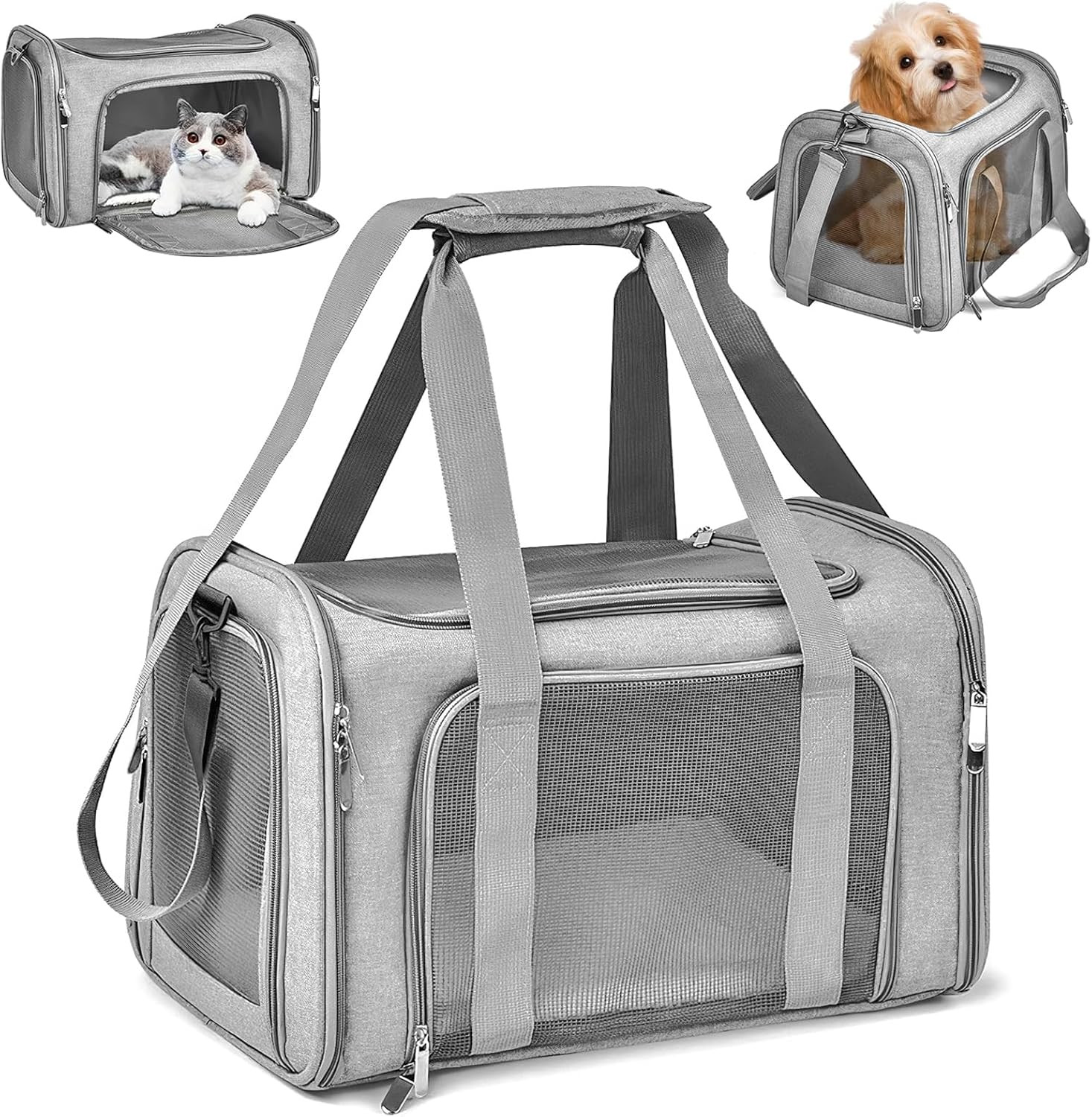 Trasportino Gatto Morbido Confortevole 45x30x30 cm 7kg Pieghevole