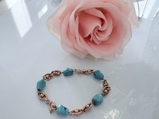 STUNNING DESIGNERS 18K 750 GOLD GENUINE TURQUOISE NUGGETS BRACELET