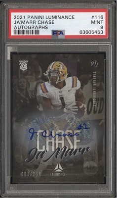 2021 Panini Luminance - Rookie Ja'Marr Chase #116 Autographs /250 PSA 9