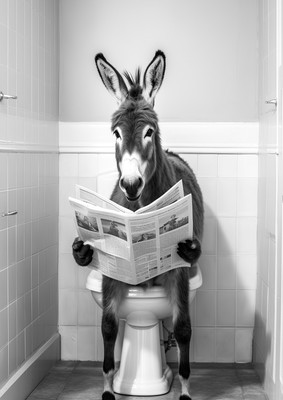 ESEL / PANTOLETTE AUF DER TOILETTE PAPIER LESEN - NUR BADEZIMMERRAHMEN ODER DRUCK 362