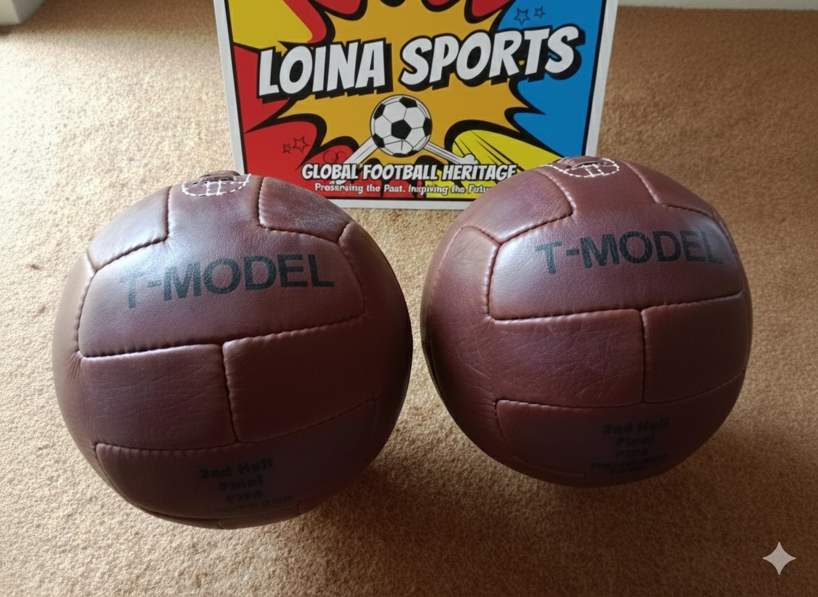 Vintage Leather Football T-Model | Retro Brown Soccer Ball 2 pcs