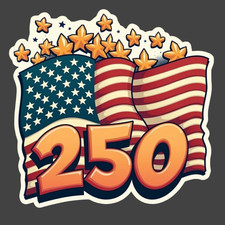 250 Years Sticker Vinyl Decal American Flag Stars Patriotic USA 2026