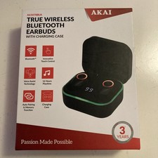 AKAI Wireless Bluetooth 5.3 Earbuds  A61078BLK with smart Voice Assist