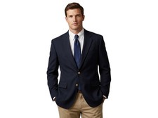 Jos A Banks Sport Coat Blazer Sz 42R Wool Navy Blue Gold Buttons Nautical