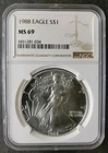 1988 $1 American Silver Eagle Dollar NGC MS69