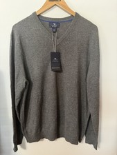 Lands End Men  s 100 Cashmere Golf Pullover Sweater L 42-44 Gray V Neck