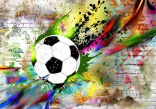 Fußball Ziegeln Steine Bunt VLIES FOTOTAPETE...