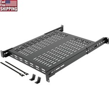 1U 4 Post Server Rack Shelf Adjustable Vented Steel Holds 242lbs IT Equipment US