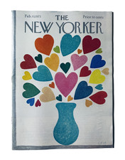 The New Yorker Magazine February 10, 1973 Valentine Hearts Vase C. Martin VG