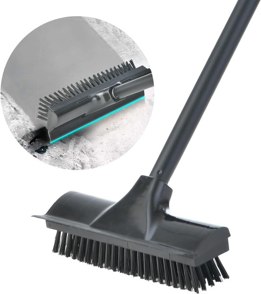 2 In 1 BodenscheuerbüRste, Langem Griff Schrubber Mit Wasserschieber Steife-image