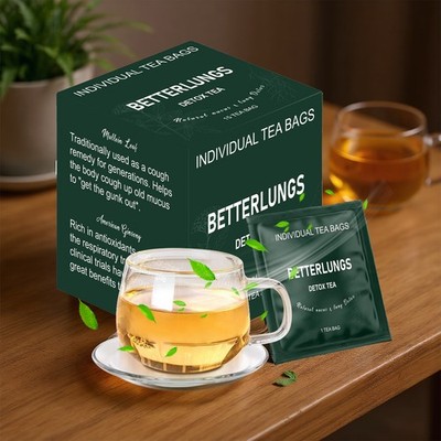 BetterLungs Detox Tea 15 Herbal Tea Bags Mullein Leaf Ginseng Elderberry