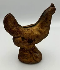 Antique Cast Iron Penny Bank Rooster Chicken AC Williams