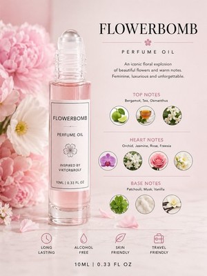 Flowerbomb Inspired Perfume Oil Roll On Long Lasting 10ml   2 Pack