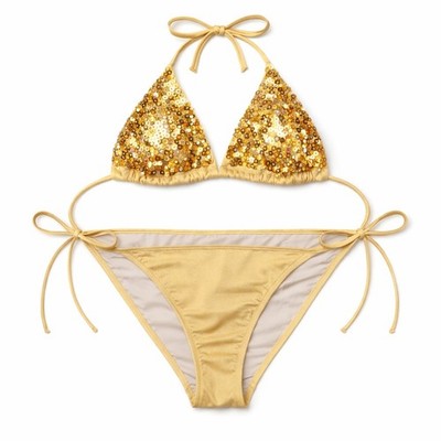 Vintage Victoria's Secret VS Gold Sequin Bikini Set T/B=M/S