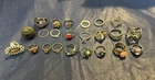 Vintage Costume Jewelry Rings, Eclectic Styles, Lot Of 23