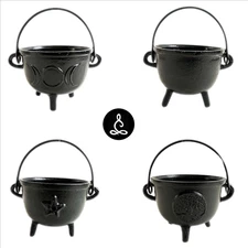 4" Cast Iron Cauldron with Handle for Smudging, Incense, Rituals, Altar, Decor!!