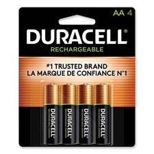 Duracell Rechargeable StayCharged NiMH Batteries, AA, 4/Pack