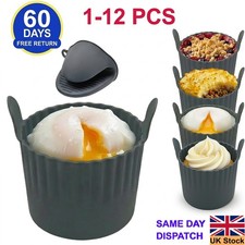 1-12 PCS Ramekins for air fryer egg poacher, silicone muffin moulds & oven mitts