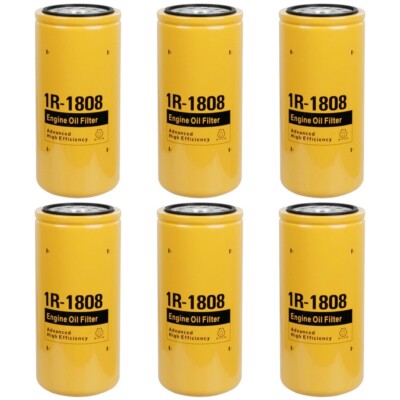 6PCS 1R1808 Oil Filter Compatible with Caterpillar Excavator Replace 275-2604