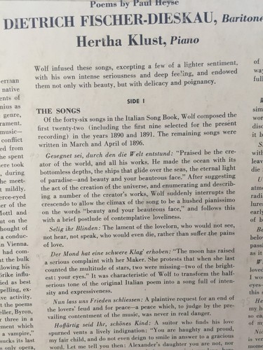 Hugo Wolf 16 Songs - Itailenisches Liederbuch Dietrich Fischer-Dieskau, baritone - Bild 3 von 4