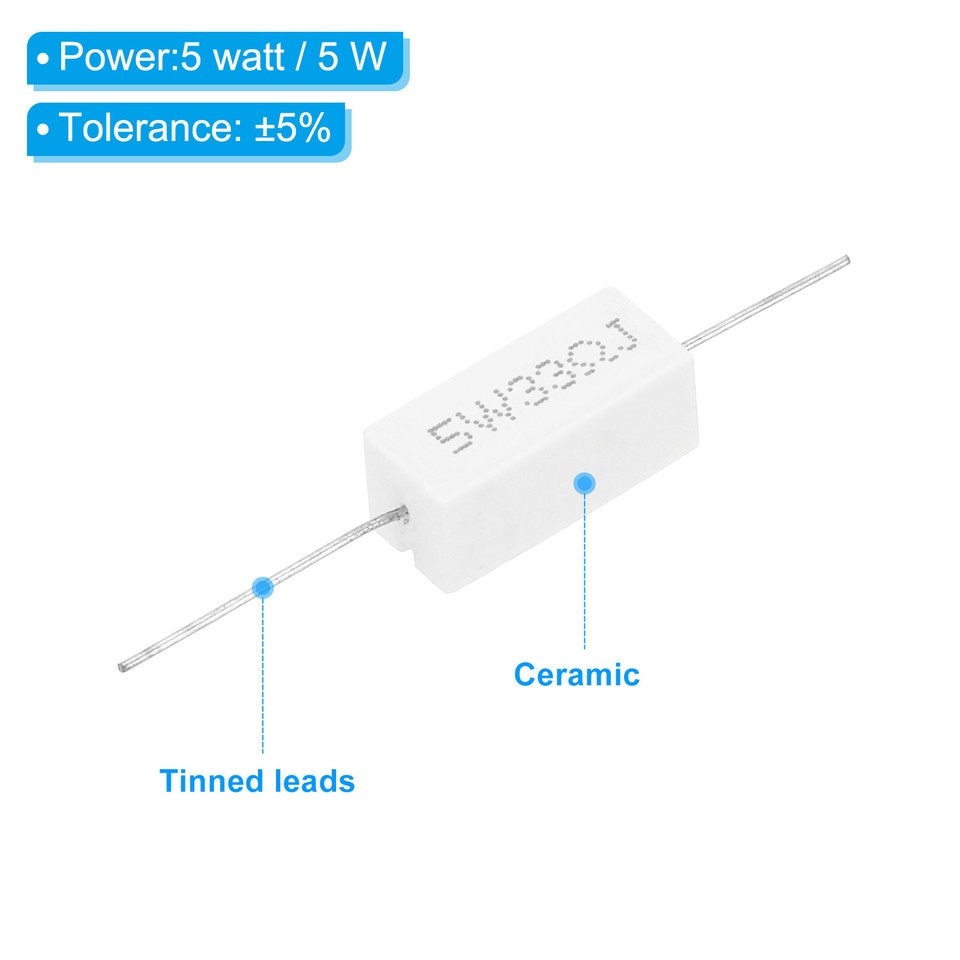 PATIKIL 1K Ohm Widerstände 5W - 10 Stück Keramik Zementwiderstände Set