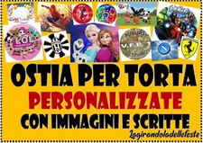 OSTIA PER TORTA, OSTIE PERSONALIZZATE TONDA RETTANGOLARE cialde con NOME